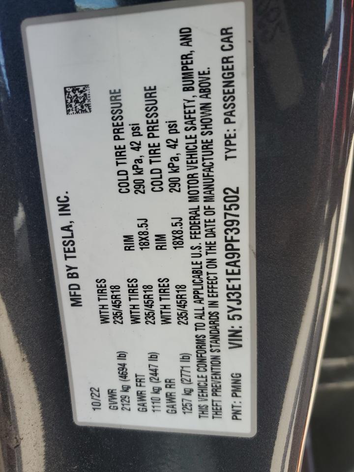 5YJ3E1EA9PF397502 2023 Tesla Model 3