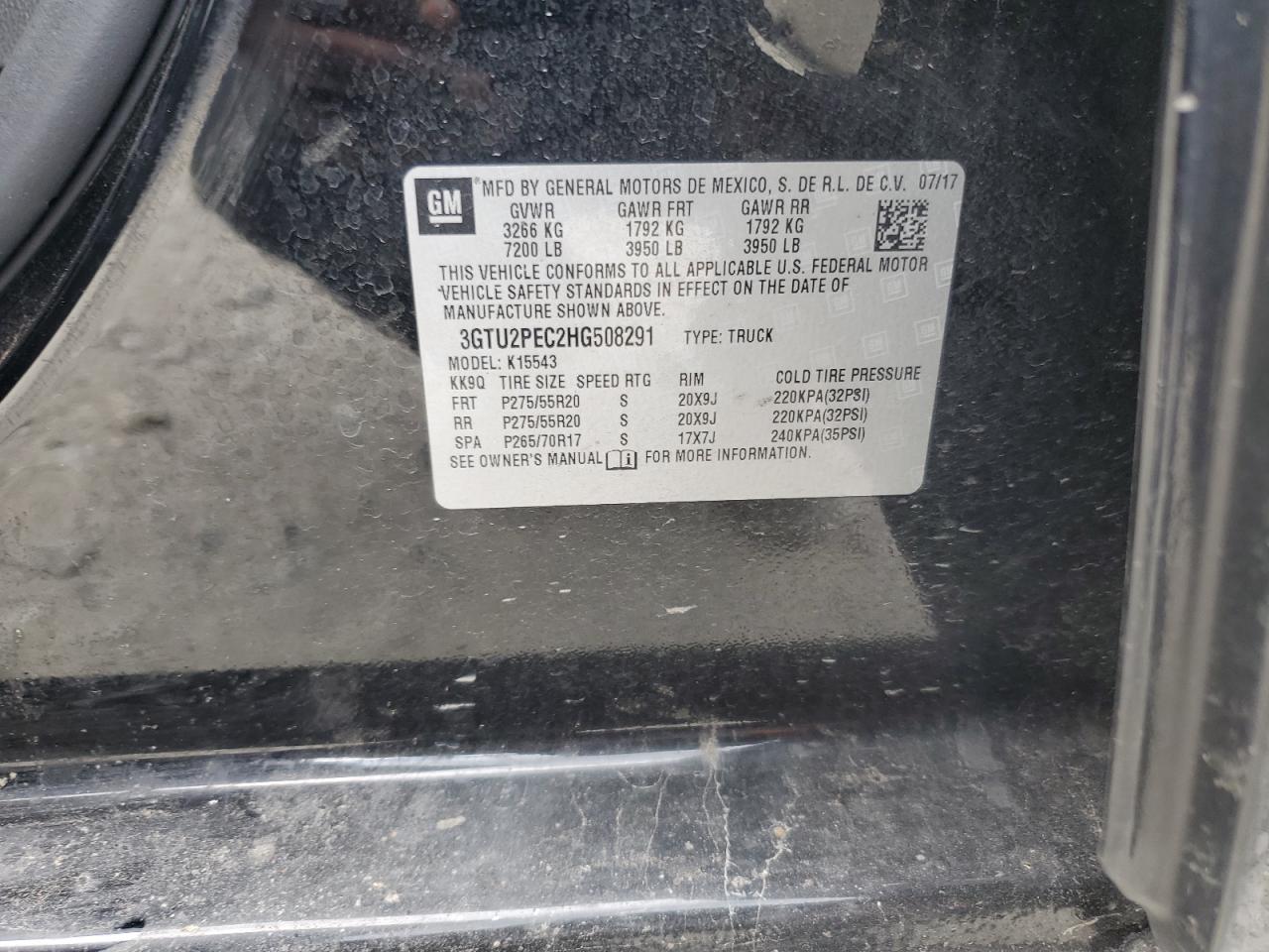 3GTU2PEC2HG508291 2017 GMC Sierra K1500 Denali