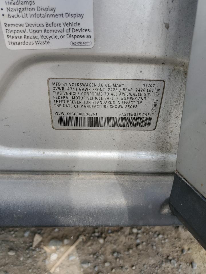 WVWLK93C08E036951 2008 Volkswagen Passat Wagon Komfort