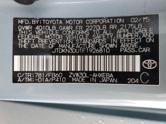 2015 Toyota Prius VIN: JTDKN3DU1F1926810 Lot: 57715214