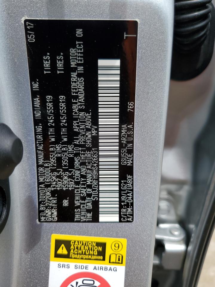 5TDJZRFH9HS426631 2017 Toyota Highlander Se