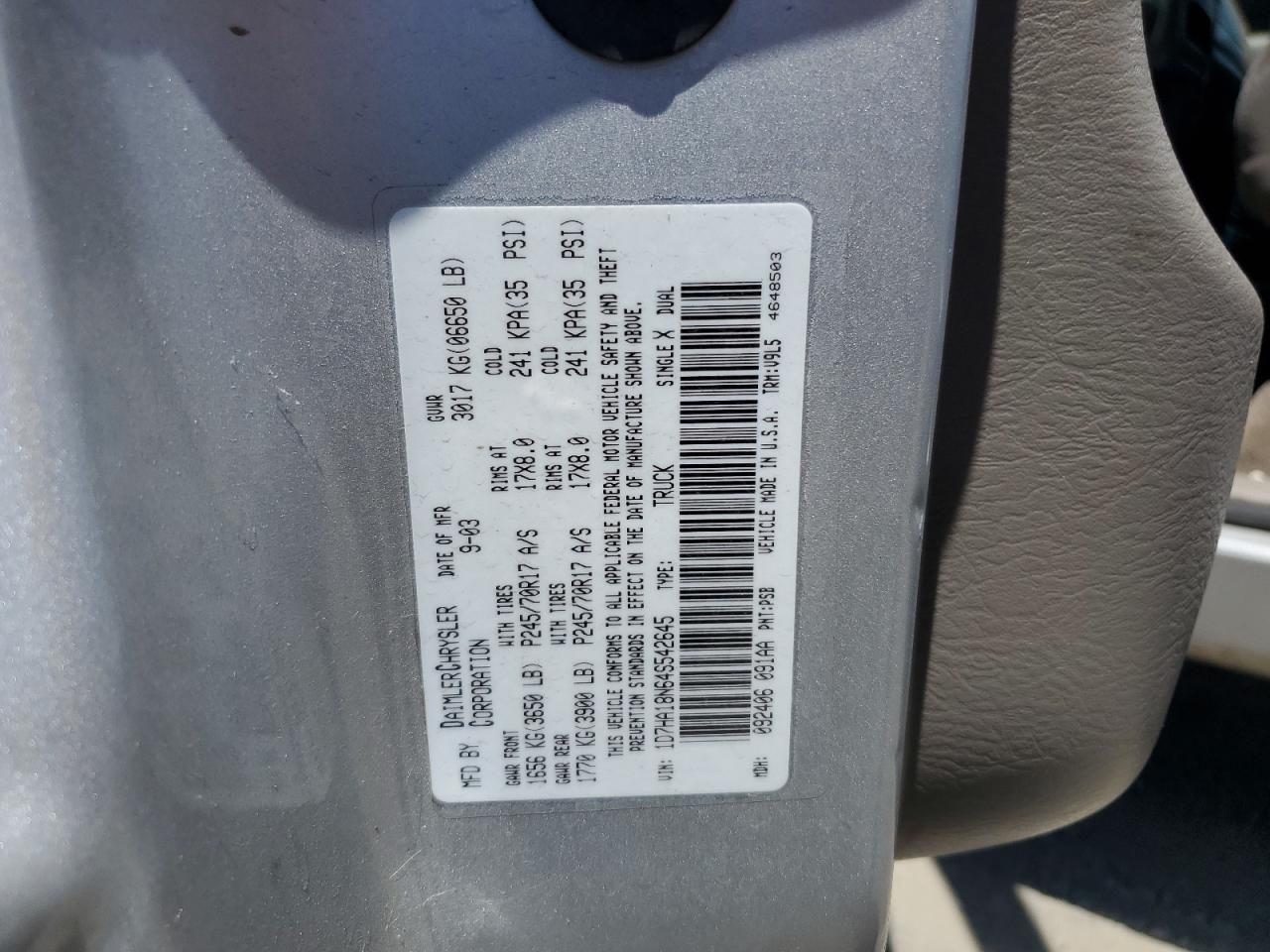 1D7HA18N64S542645 2004 Dodge Ram 1500 St