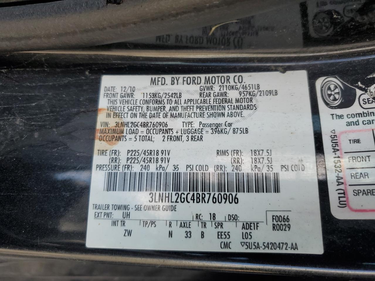 3LNHL2GC4BR760906 2011 Lincoln Mkz