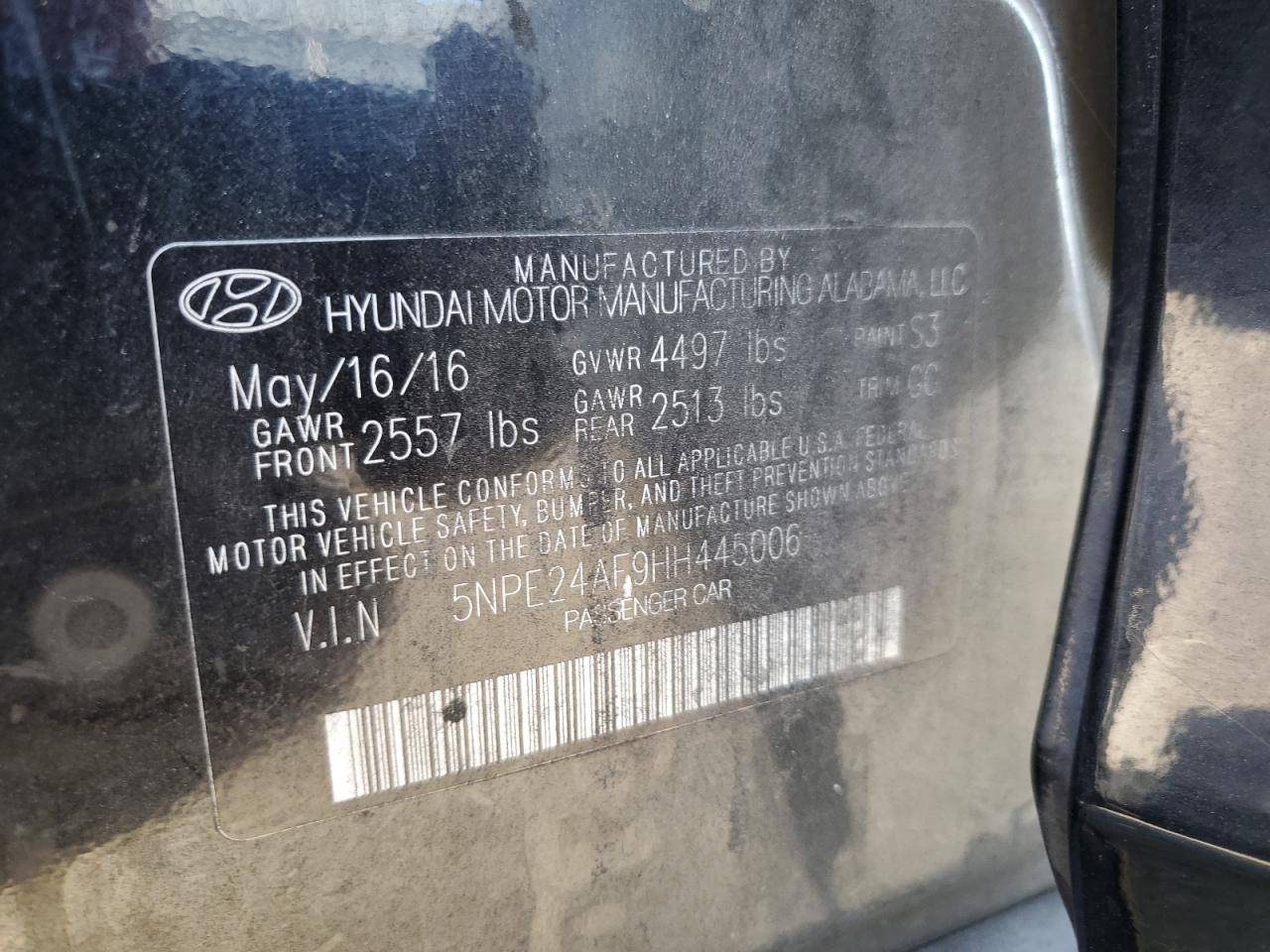 5NPE24AF9HH445006 2017 Hyundai Sonata Se