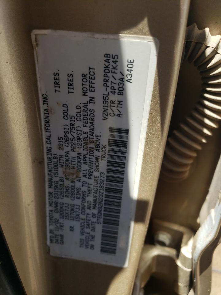 5TEGN92N23Z183273 2003 Toyota Tacoma Double Cab Prerunner