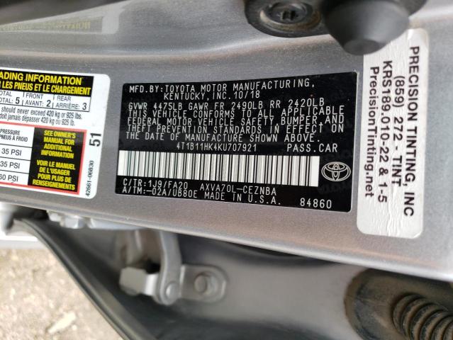 VIN 4T1B11HK4KU707921 2019 Toyota Camry, L no.12