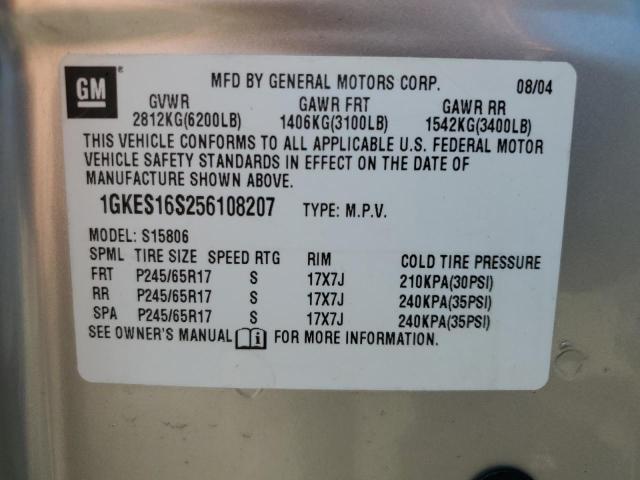 2005 GMC Envoy Xl VIN: 1GKES16S256108207 Lot: 60213824