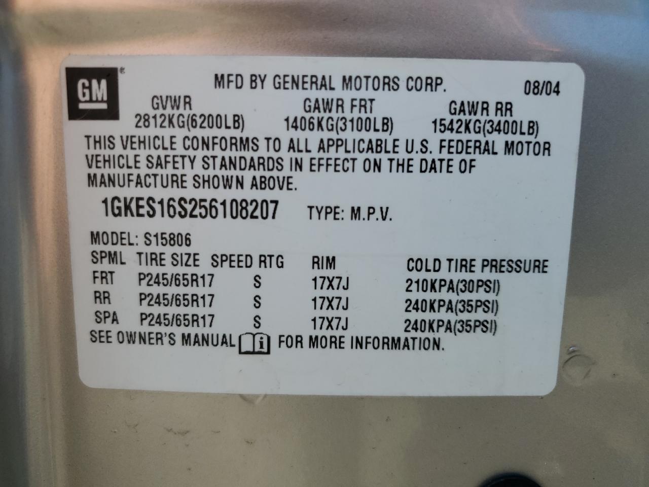 1GKES16S256108207 2005 GMC Envoy Xl