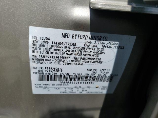 2005 Ford Five Hundred Sel VIN: 1FAFP24125G145887 Lot: 58712864