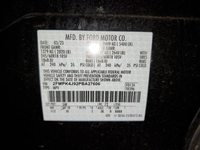 2023 Ford Edge Sel VIN: 2FMPK4J92PBA27606 Lot: 59774474