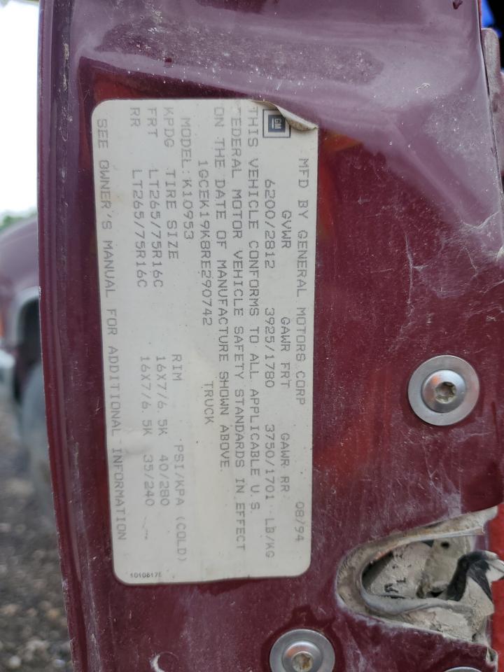 1GCEK19K8RE290742 1994 Chevrolet Gmt-400 K1500