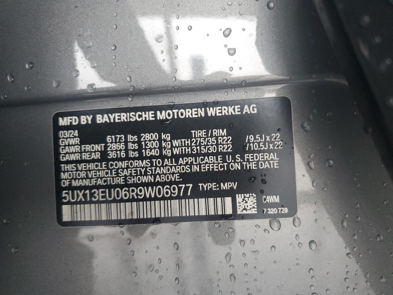 5UX13EU06R9W06977 2024 BMW X5 Sdrive 40I