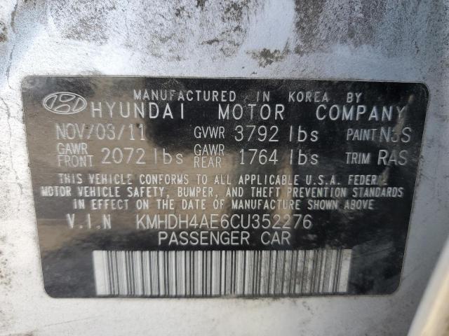 2012 Hyundai Elantra Gls VIN: KMHDH4AE6CU352276 Lot: 60068764