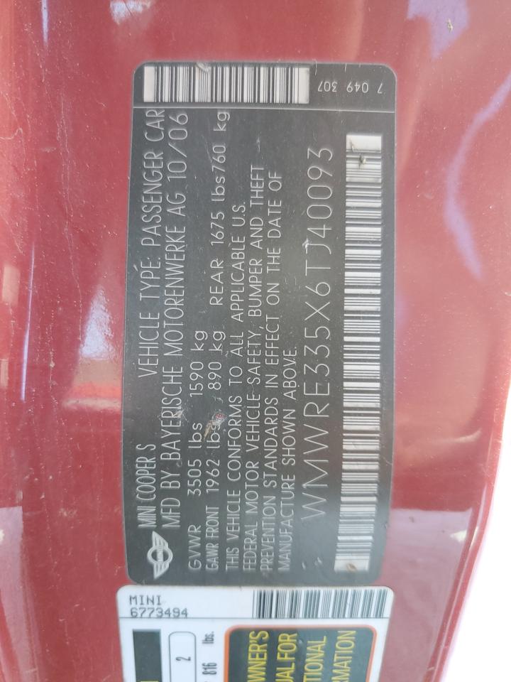WMWRE335X6TJ40093 2006 Mini Cooper S