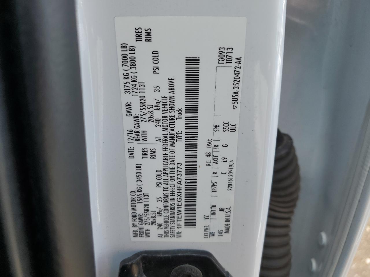 1FTEW1EGXHFA73773 2017 Ford F150 Supercrew 1FTEW1EGXHFA73773 2017 Ford F150 Supercrew