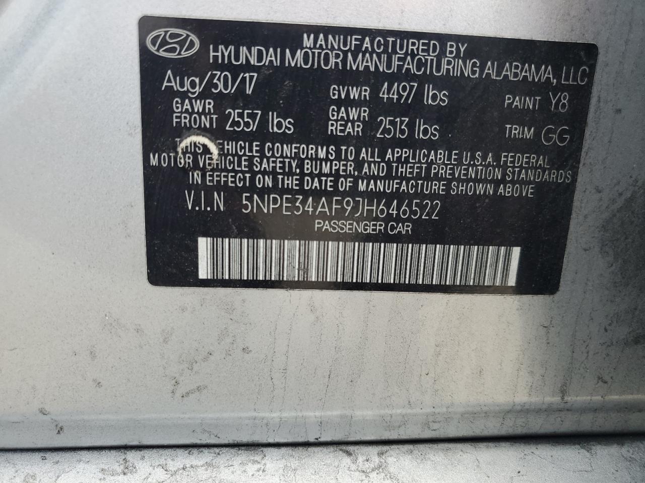 5NPE34AF9JH646522 2018 Hyundai Sonata Sport