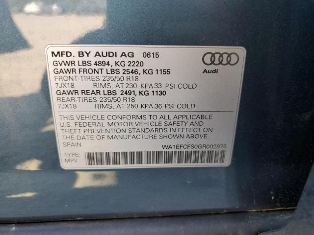 2016 Audi Q3 Premium Plus VIN: WA1EFCFS0GR002975 Lot: 58046994