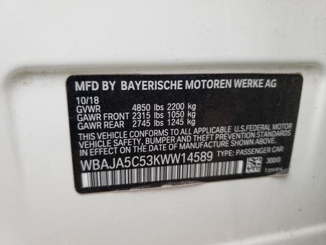 VIN WBAJA5C53KWW14589 2019 BMW 5 Series, 530 I no.12