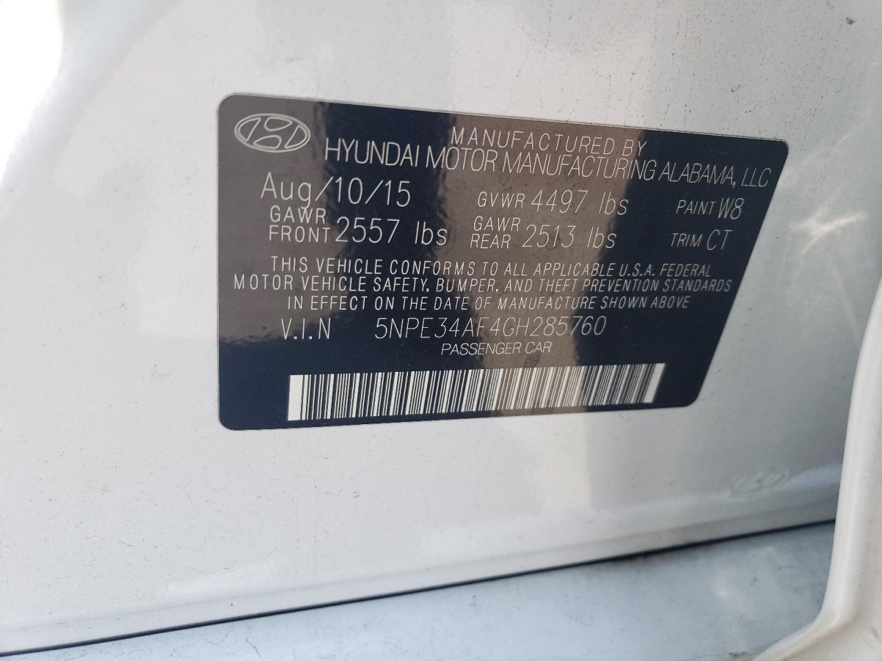 5NPE34AF4GH285760 2016 Hyundai Sonata Sport