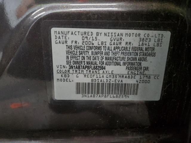 2015 Nissan Sentra S VIN: 3N1AB7AP8FL682594 Lot: 57127174