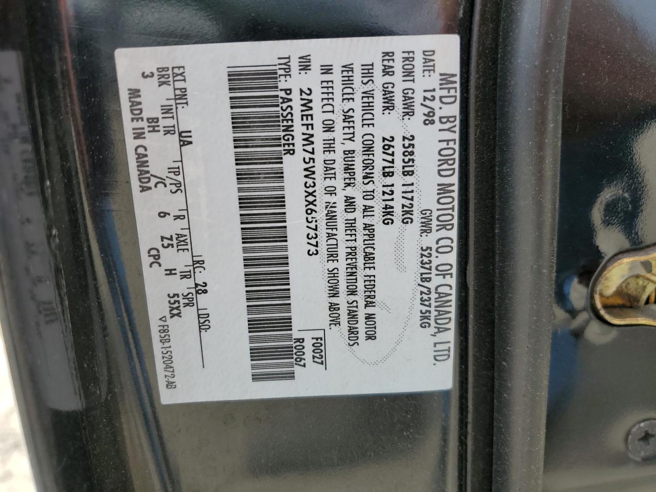 2MEFM75W3XX657373 1999 Mercury Grand Marquis Ls