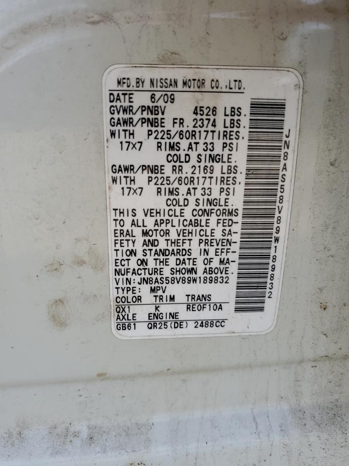 JN8AS58V89W189832 2009 Nissan Rogue S