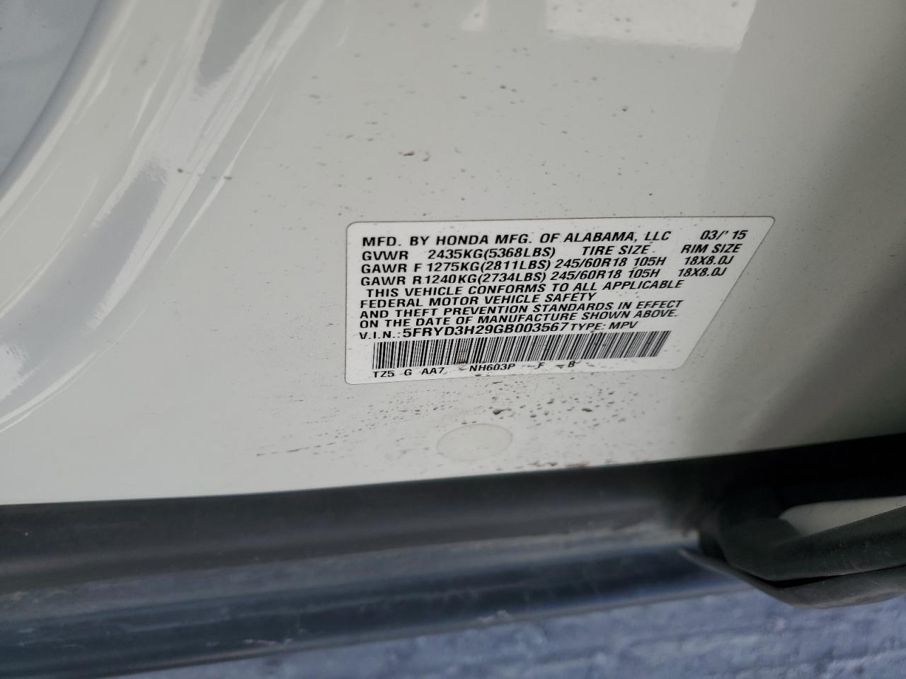 5FRYD3H29GB003567 2016 Acura Mdx