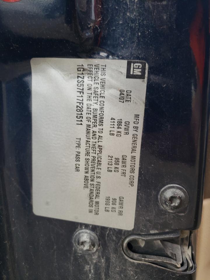 1G1ZS57F17F281511 2007 Chevrolet Malibu Ls