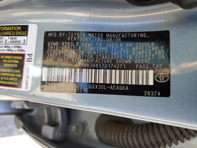 2007 Toyota Avalon Xl VIN: 4T1BK36B57U174271 Lot: 60126884