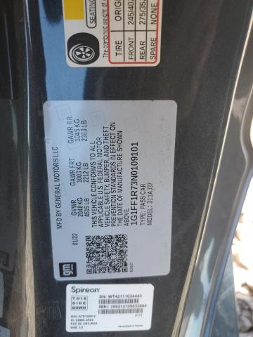 2022 Chevrolet Camaro Lt1 VIN: 1G1FF1R73N0109101 Lot: 59478554