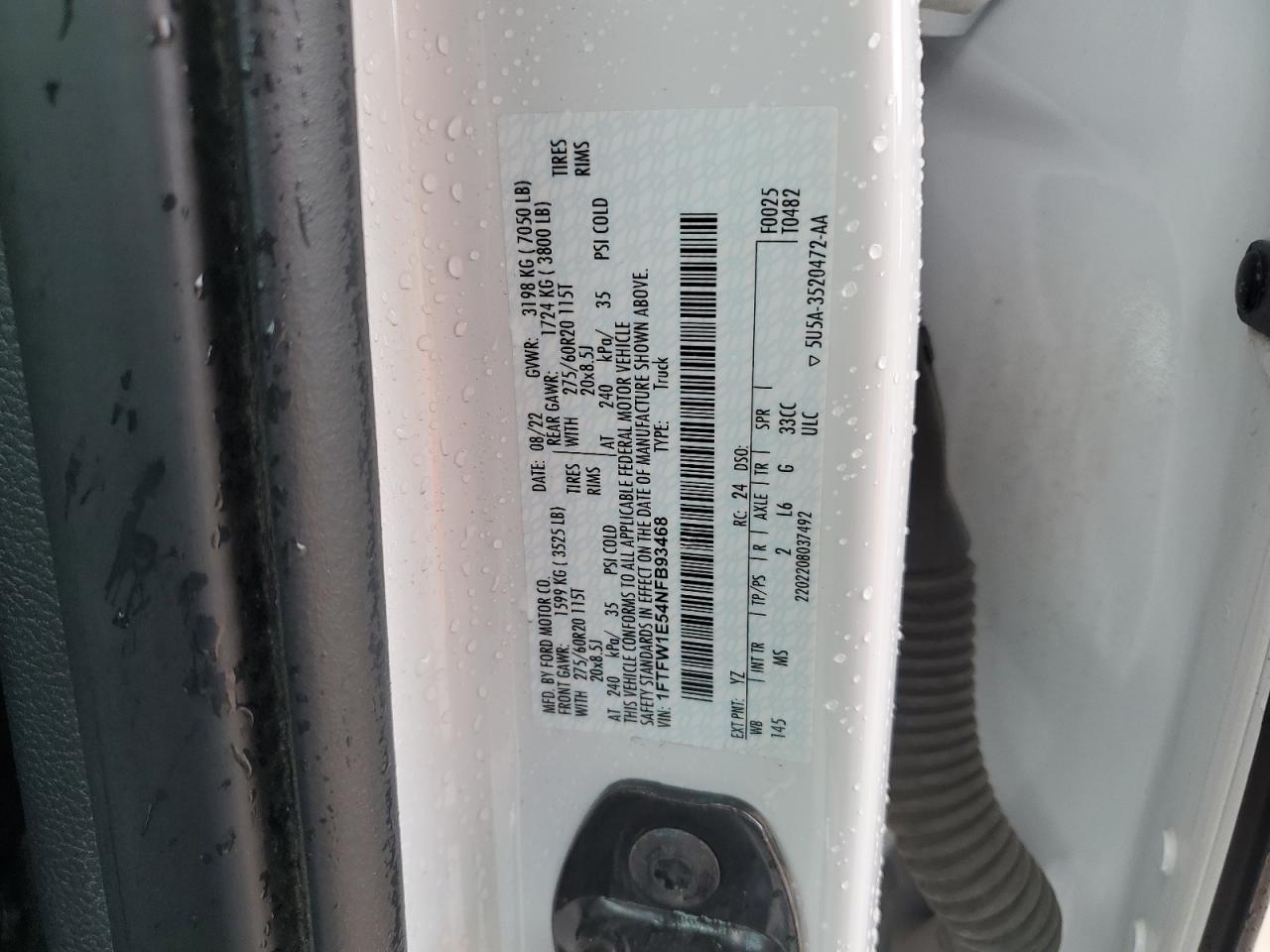 1FTFW1E54NFB93468 2022 Ford F150 Supercrew