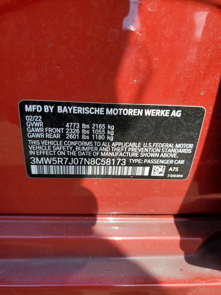 3MW5R7J07N8C58173 2022 BMW 330Xi