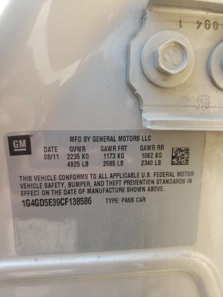 1G4GD5E39CF138586 2012 Buick Lacrosse Premium