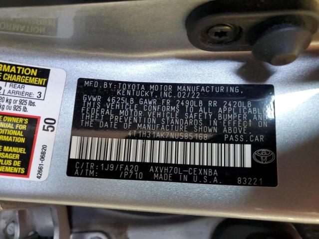 VIN 4T1H31AK7NU585168 2022 Toyota Camry, LE no.13