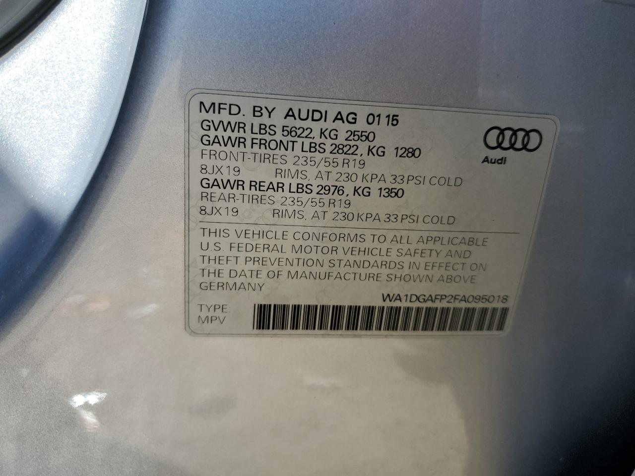 WA1DGAFP2FA095018 2015 Audi Q5 Premium Plus