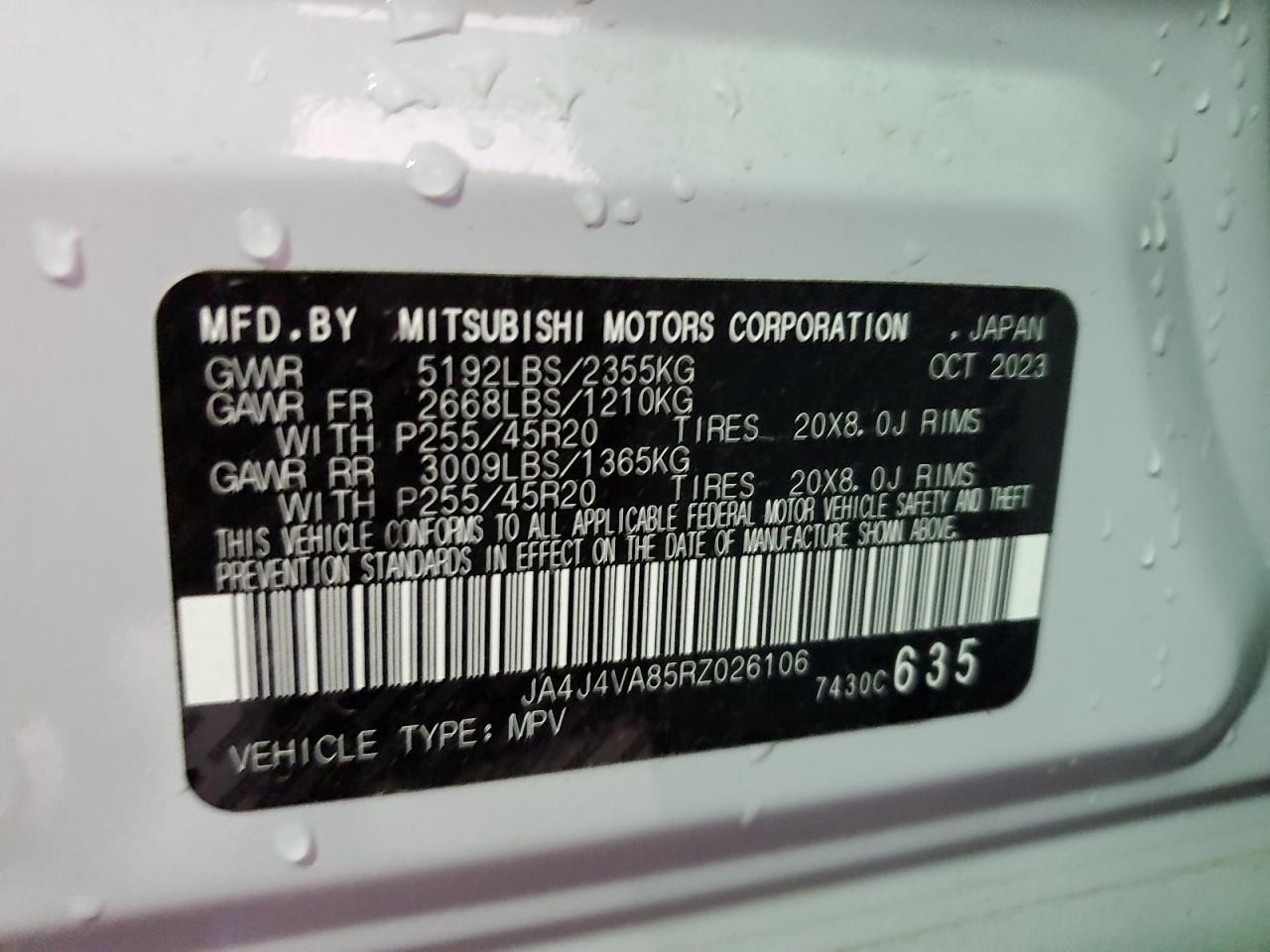 JA4J4VA85RZ026106 2024 Mitsubishi Outlander Se