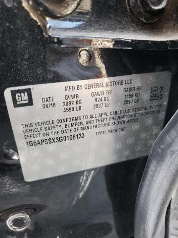 2016 Cadillac Cts VIN: 1G6AP5SX3G0196133 Lot: 60531464