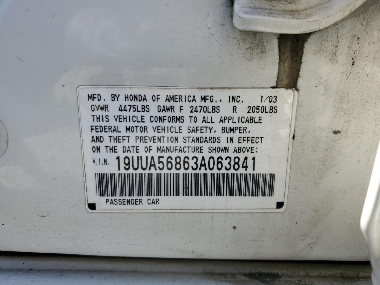 19UUA56863A063841 2003 Acura 3.2Tl Type-S