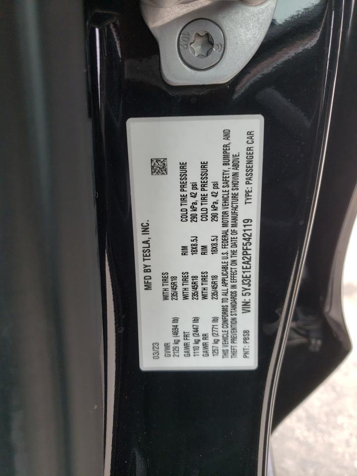 5YJ3E1EA2PF542119 2023 Tesla Model 3