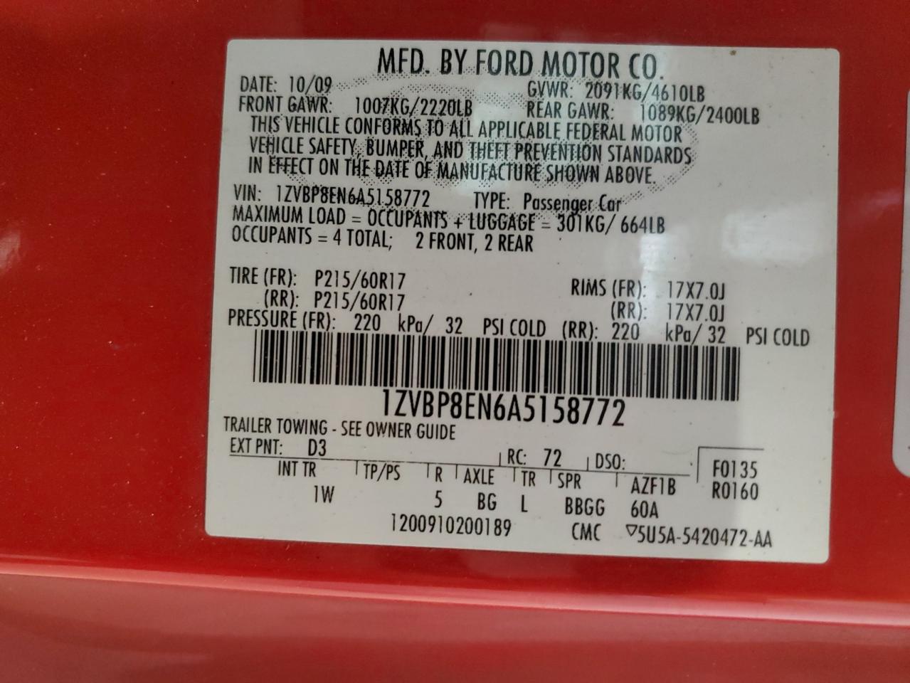 1ZVBP8EN6A5158772 2010 Ford Mustang