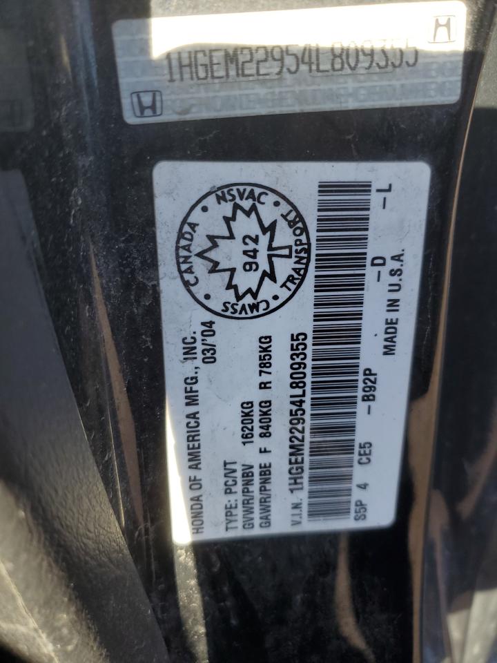 1HGEM22954L809355 2004 Honda Civic Ex