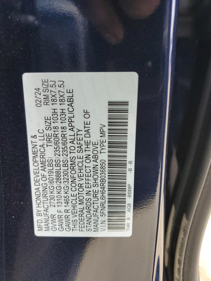 5FNRL6H64RB036850 2024 Honda Odyssey Exl