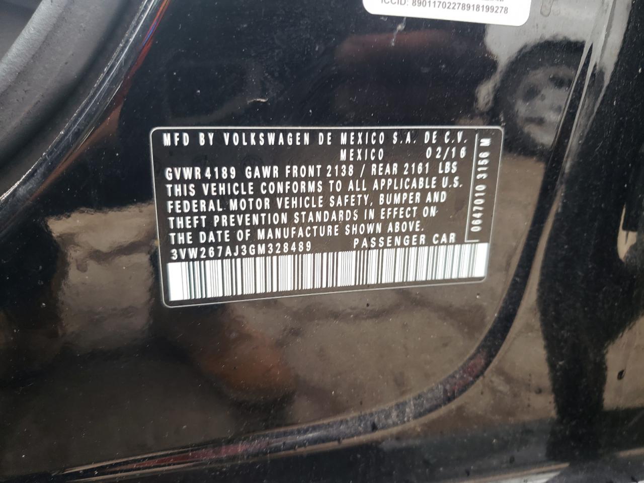 3VW267AJ3GM328489 2016 Volkswagen Jetta S