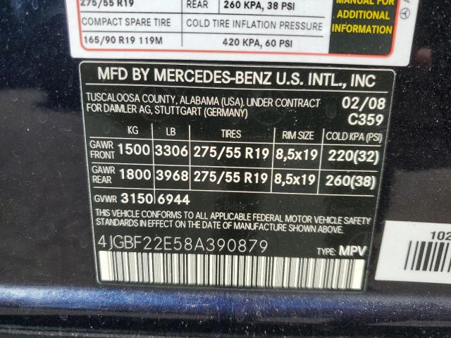 2008 Mercedes-Benz Gl 320 Cdi VIN: 4JGBF22E58A390879 Lot: 58700214