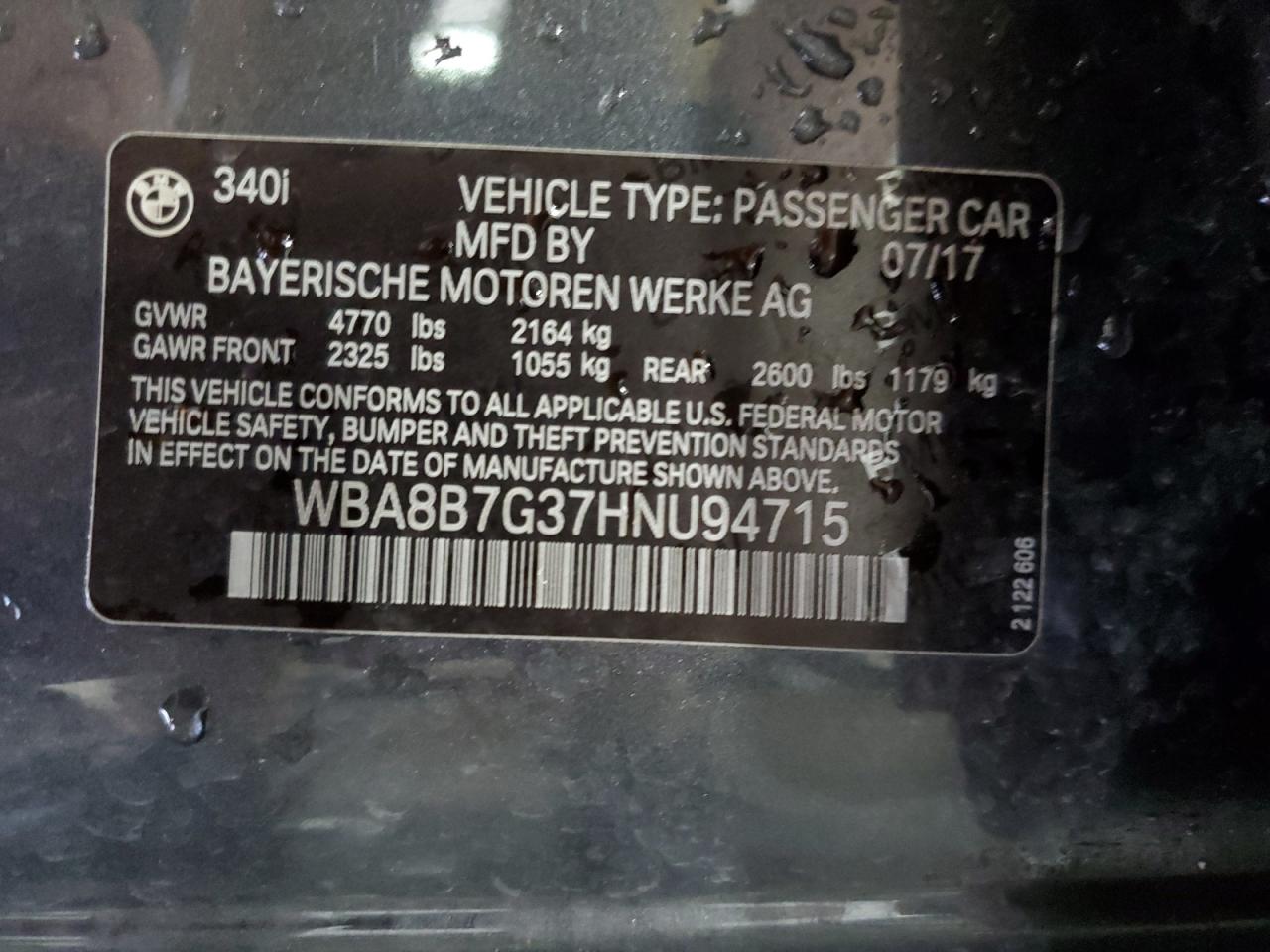 WBA8B7G37HNU94715 2017 BMW 340 Xi