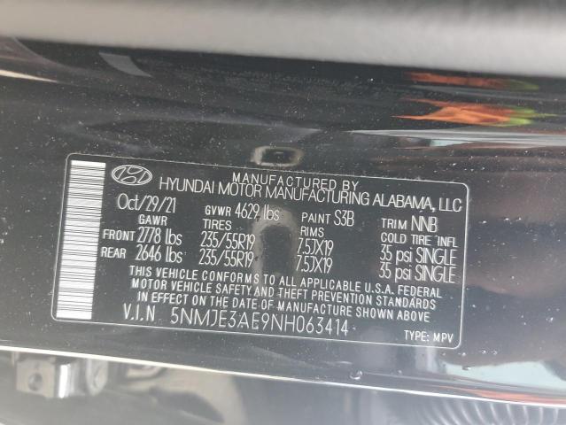 2022 Hyundai Tucson Limited VIN: 5NMJE3AE9NH063414 Lot: 57145334