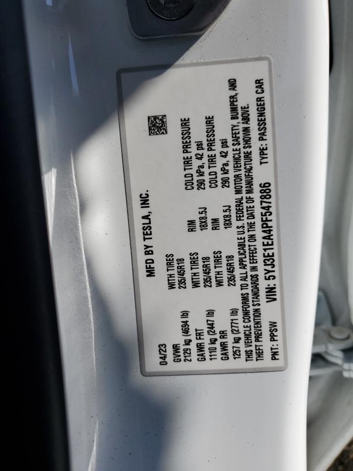 5YJ3E1EA4PF547886 2023 Tesla Model 3