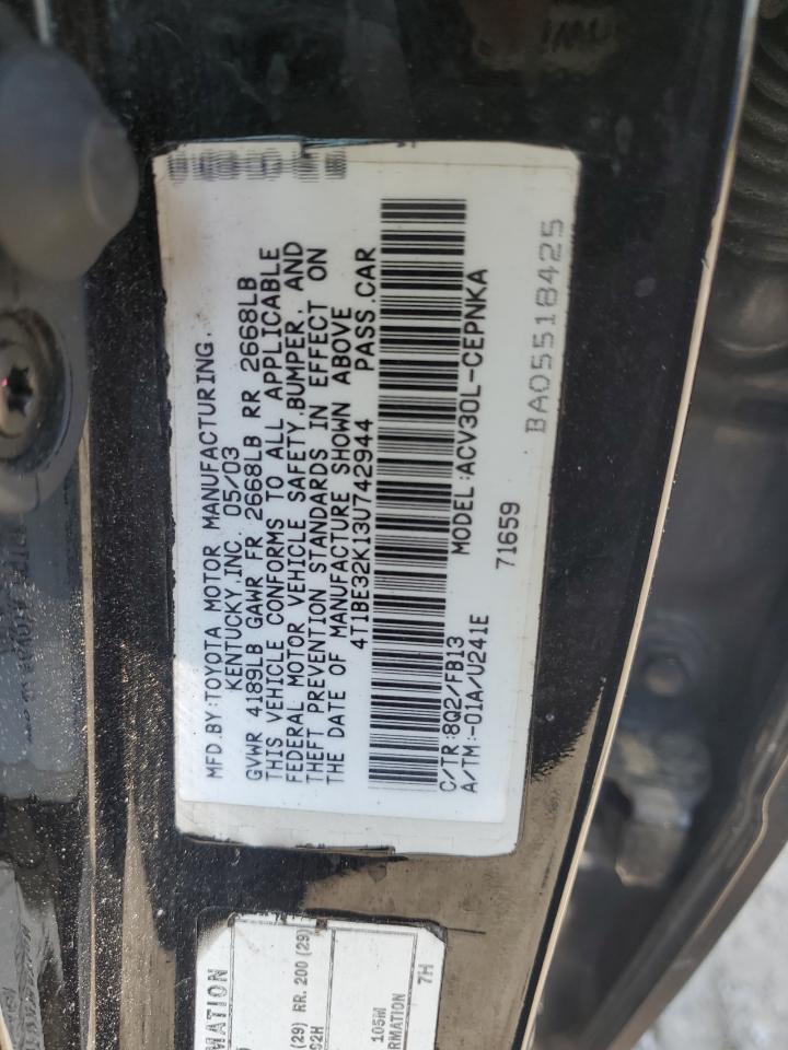 4T1BE32K13U742944 2003 Toyota Camry Le
