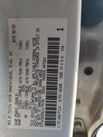 2020 Toyota Tacoma Double Cab VIN: 5TFAX5GN9LX179195 Lot: 57211904