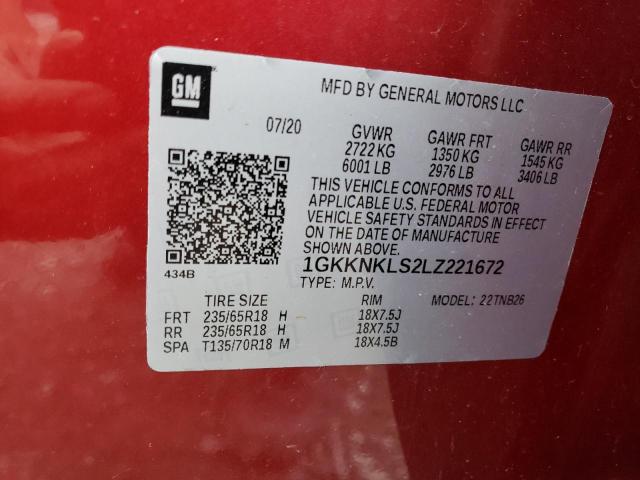 2020 GMC Acadia Sle VIN: 1GKKNKLS2LZ221672 Lot: 58315204